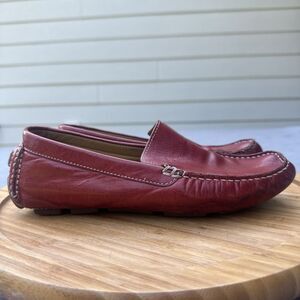 Cole Haan Leather Driving Loafer Slip On Shoes Stitched Womens Size 7.5 B Red
